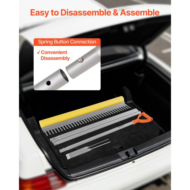 Maisemaharava alumiinirunkoinen 914 mm haravapää 2590 mm varsi 15,8 m köysi