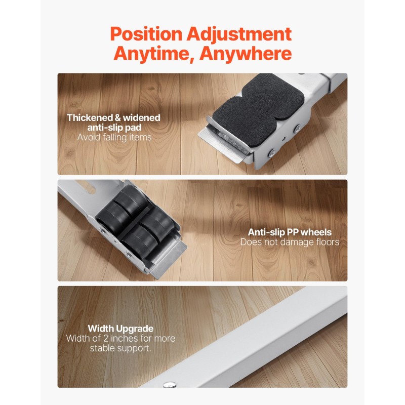 Rullalava hiiliteräsrunko säädettävä pituus kolmesadan kilogramman kantavuus kaksi kappaletta kodinkoneille