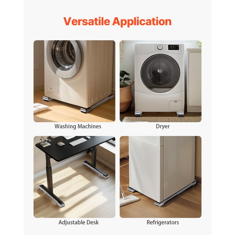 Rullalava hiiliteräsrunko säädettävä pituus kolmesadan kilogramman kantavuus kaksi kappaletta kodinkoneille