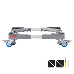 Säädettävä muovi ja teräsalusta pesukoneille ja jääkaapeille lukittavilla kääntöpyörillä 181 kilogramman kantavuus