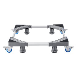 Säädettävä muovi ja teräsalusta pesukoneille ja jääkaapeille lukittavilla kääntöpyörillä 181 kilogramman kantavuus