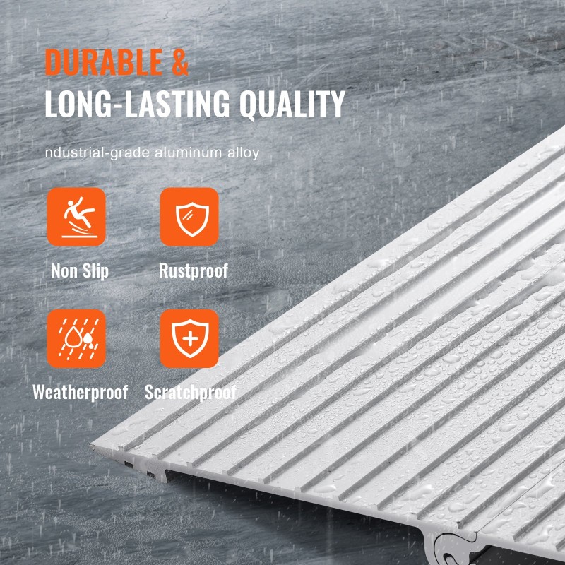 Kynnysramppi alumiiniseosta 2,5 cm 362,8 kg kantavuus säädettävä modulaarinen pyörätuoleille skoottereille