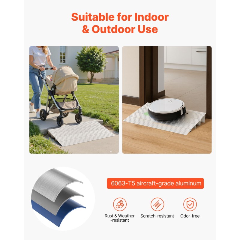 Ovikynnysramppi alumiiniseos 4 osaa 115 mm nousu 363 kg pyörätuolille