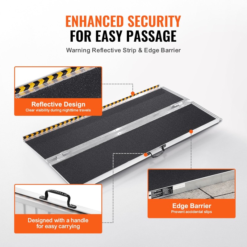 Pyörätuoliramppi alumiiniseos 182,9 cm 363 kg taittuva liukumaton