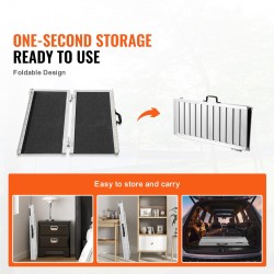 Taitettava alumiininen pyörätuoliramppi 61 cm leveä 362,9 kg kantavuus kynnyksille ja portaikkoihin