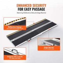 Pyörätuoliramppi taitettava alumiiniseos 243,8 cm 363 kg liukastumista estävä kodin portaisiin