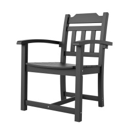 Terassiruokailuryhmä HIPS muovi seitsemänosainen suorakaiteen pöytä kuusi tuolia musta ulkokäyttöön sopiva