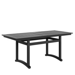 Terassiruokailuryhmä HIPS-muovi seitsemänosainen suorakaiteen pöytä kuusi tuolia musta ulkokäyttöön sopiva