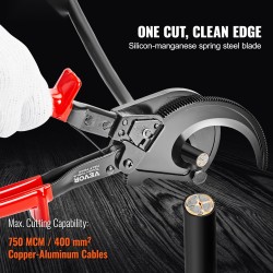 Räikkäkaapelileikkuri 280 mm piimangaanijousiterällä 400 mm² kupari ja alumiinikaapeleille