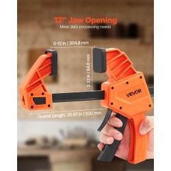 Yhden käden palkkipuristimet 2 kappaletta 30,48 cm 154 kg lasikuituvahvistettu muovikuori hiilirakenneteräs