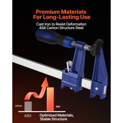 Puutyöpuristimet valurauta ja hiiliteräs 91,4 cm 4 kpl lukittavat 272 kg