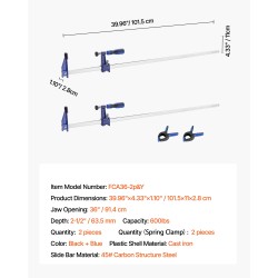 Palkkipuristimet valuraudasta ja hiiliteräksestä 91,4 cm avautuma 2 kappaletta puu- ja metallityöt
