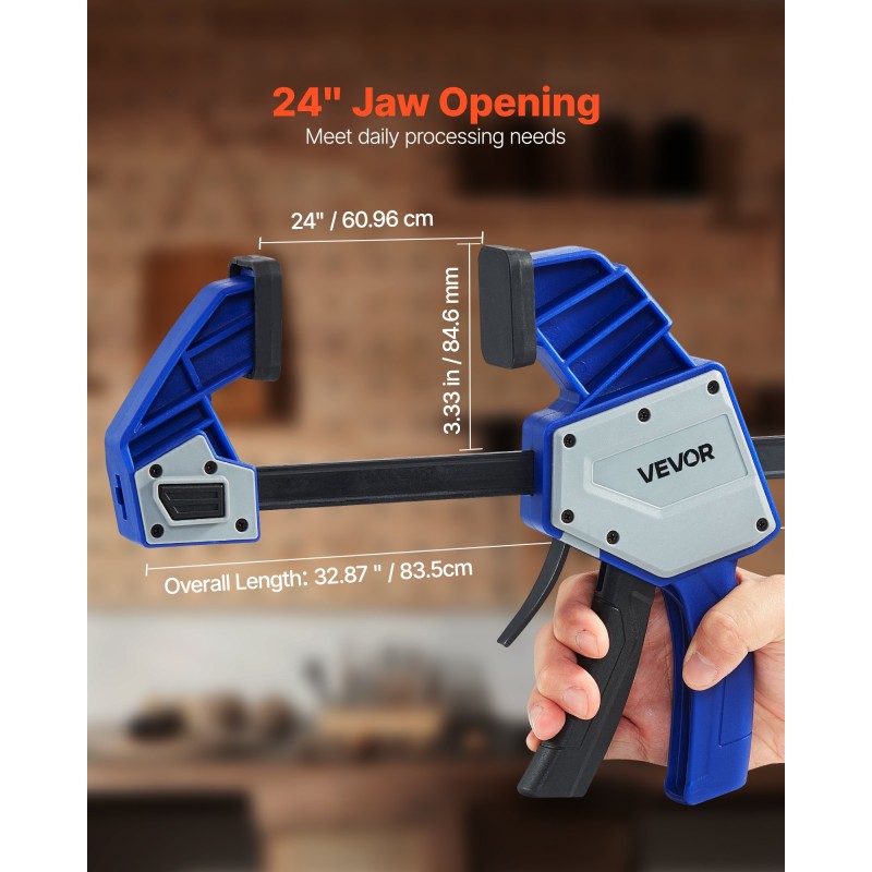 Yksikätiset puristimet muovikuori ja hiilirakenneteräs kaksi kappaletta 60,96 cm puu- ja metallityöhön