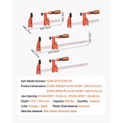 Puutyöpuristimet valurauta hiiliteräs 2x15,24 cm 2x30,48 cm 272 kg