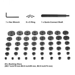 Laakeri ja tiivisteasennussarja 52 osaa 45 teräsvarsi levykoot 18–65 mm 74 mm