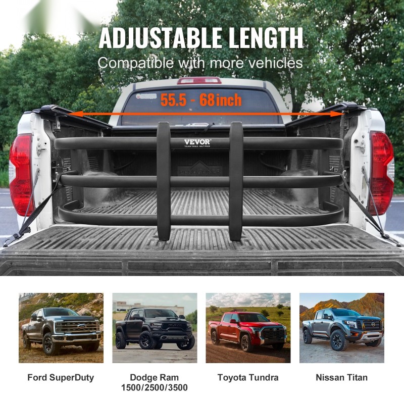 Alumiininen perälaudan jatke säädettävä 141–173 senttimetriä avolava-autoihin