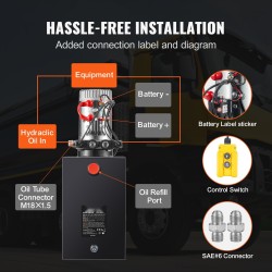 Hydraulipumppu kaksitoiminen tasavirta 12 V 1,6 kW 15 l säiliö 3200 psi