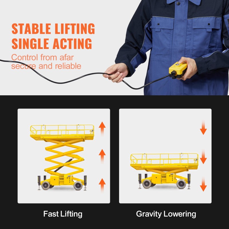 Hydraulipumppu yksitoiminen 12 V 7,6 L terässäiliöllä 1,6 kW