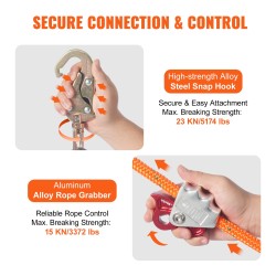 Teräsvaijeriköysi 12,7 mm 3 m polyesteripäällysteinen puun kiipeilyyn lukitseva haka