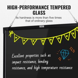 LED-viestitaulu karkaistulla lasilla alumiinirunko 59,8x79,8 cm ripustettava ylös alas säädettävä
