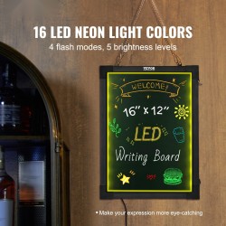 LED-viestitaulu karkaistu lasipinta 30 x 40 cm pyyhittävä monivärinen valaistus seinäkiinnitys