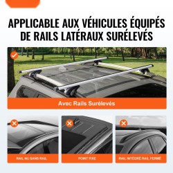 Alumiiniset säädettävät poikkipalkit korotettuihin kattokaiteisiin 137 senttimetriä 2 kappaletta lukolla autoihin