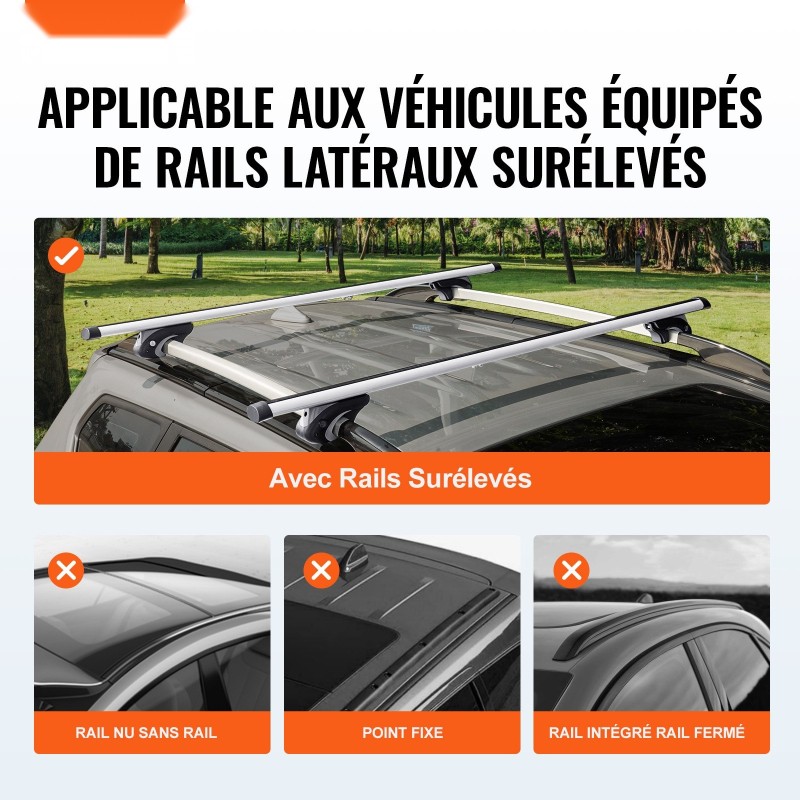 Alumiiniset säädettävät poikkipalkit korotettuihin kattokaiteisiin 137 senttimetriä 2 kappaletta lukolla autoihin