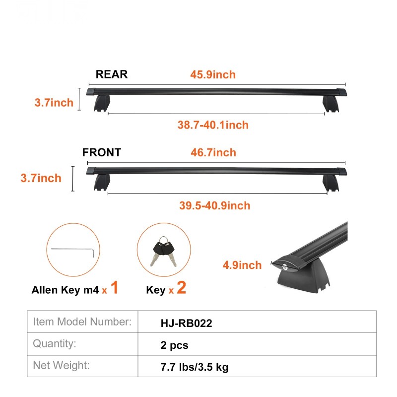 Poikittaiskiskot alumiinia kantavuus 90,72 kg lukkoilla Jeep Grand Cherokee 2011–2021 2 kpl