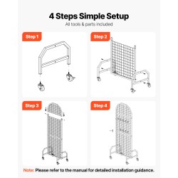 Siirrettävät verkkoseinäpaneelit 2 kpl hiiliteräs 600×1640 mm musta pyörillä 20 koukkua