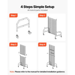 Ritiläseinäpaneeli hiiliteräs 600 x 1640 mm 2 kpl musta pyörillä 10 koukkua