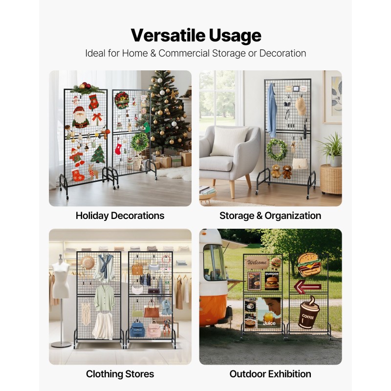 Ritiläseinät 2 kpl musta hiiliteräs 898 x 1798 mm pyörillä 20 koukkua