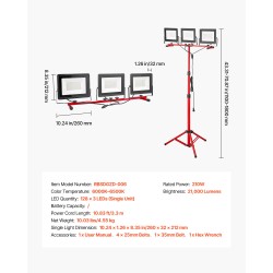LED-työvalo kolmipäinen jalustalla jopa 21000 lumenia pöly- ja roiskevesisuojattu 3,3 m virtajohto