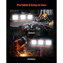 LED-työvalo kolmipäinen jalustalla 15000 lumenia 6000–6500K IP65 3,3 m virtajohto