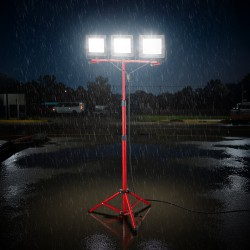 LED-työvalo kolmipäinen jalustalla 15000 lumenia 6000–6500K IP65 3,3 m virtajohto