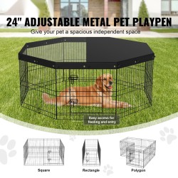 Metallinen 8-paneelinen taittuva lemmikkiaitaus 160 cm halkaisija 61 cm korkea
