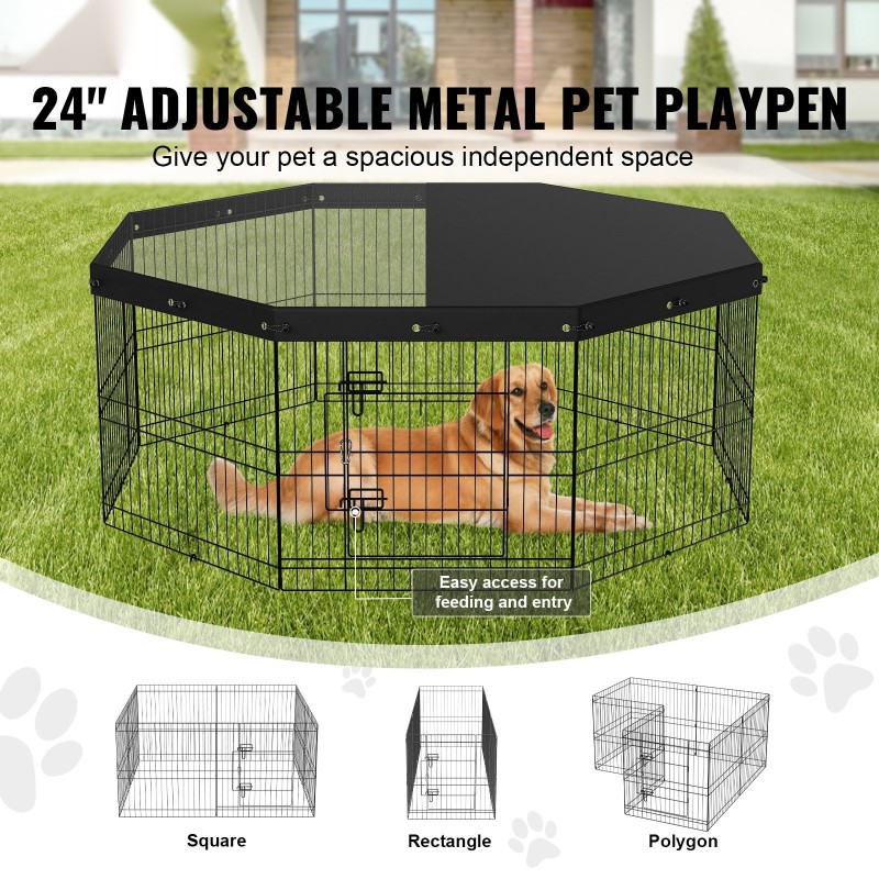 Metallinen 8-paneelinen taittuva lemmikkiaitaus 160 cm halkaisija 61 cm korkea