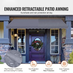 Säädettävä terassimarkiisi teräsrunko 400 x 120 cm korkeus 218–310 cm kampikahva tummanharmaa