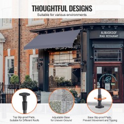 Säädettävä terassimarkiisi teräsrunko 400 x 120 cm korkeus 218–310 cm kampikahva tummanharmaa