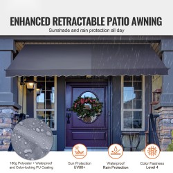 Vedettävä terassimarkiisi 450 x 120 cm teräsrunko manuaalikampilla tummanharmaa