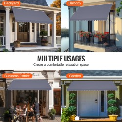 Vedettävä terassimarkiisi 450 x 120 cm teräsrunko manuaalikampilla tummanharmaa