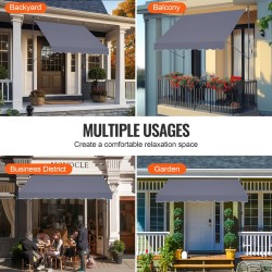 Ulosvedettävä käsikäyttöinen terassimarkiisi teräsrunko koko 250×120 cm harmaa