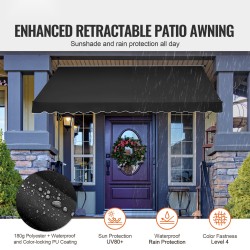 Säädettävä terassimarkiisi teräsrunko 350 x 120 cm PU-pinnoitettu UV-suojattu musta