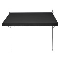 Säädettävä terassimarkiisi teräsrunko 350 x 120 cm PU-pinnoitettu UV-suojattu musta