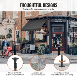 Ulosvedettävä terassimarkiisi 250×120 cm teräsrunko PU-pinnoite käsikampi säädettävä 218–310 cm musta