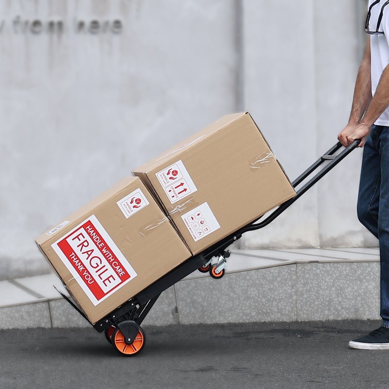 Nokkakärry alumiiniseos ja hiiliteräs 2-in-1-rakenteinen taitettava kumipyörillä 136,1 kg