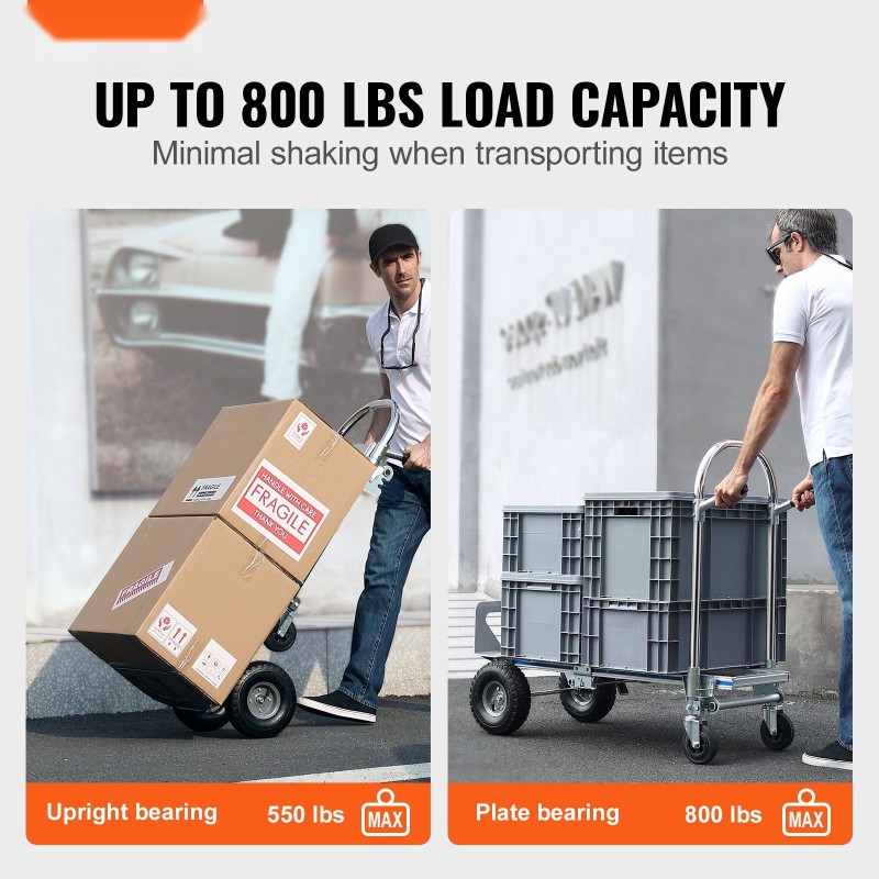 Alumiiniseos- ja hiiliteräsrunkoinen kaksikäyttöinen taitettava käsikärry ja tasokärry 363 kg