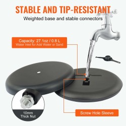 Julisteteline alumiinirunko 11 x 17 tuuman julisteille säädettävä korkeus vesitäytettävä jalusta musta