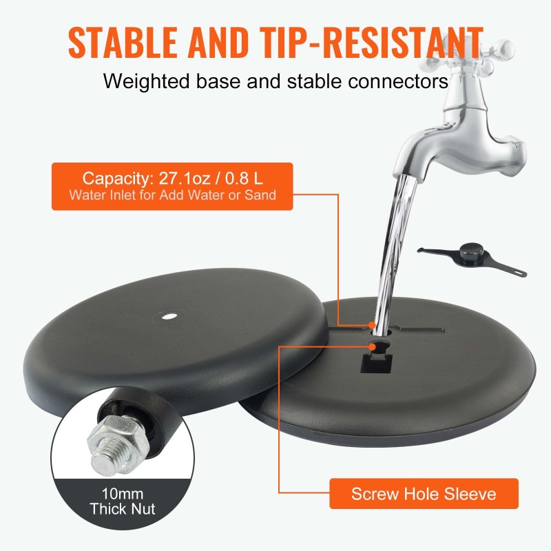 Julisteteline alumiinirunko 11 x 17 tuuman julisteille säädettävä korkeus vesitäytettävä jalusta musta