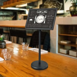 Julisteteline alumiinirunko 11 x 17 tuuman julisteille säädettävä korkeus vesitäytettävä jalusta musta