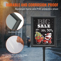 Jalallinen kyltinpidike alumiinirungolla 8,5×11 tuuman julisteille korkeussäädöllä vesitäytettävällä jalustalla kääntyvällä